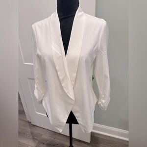 C’est Toi lightweight open front Elegant White Draped Blazer